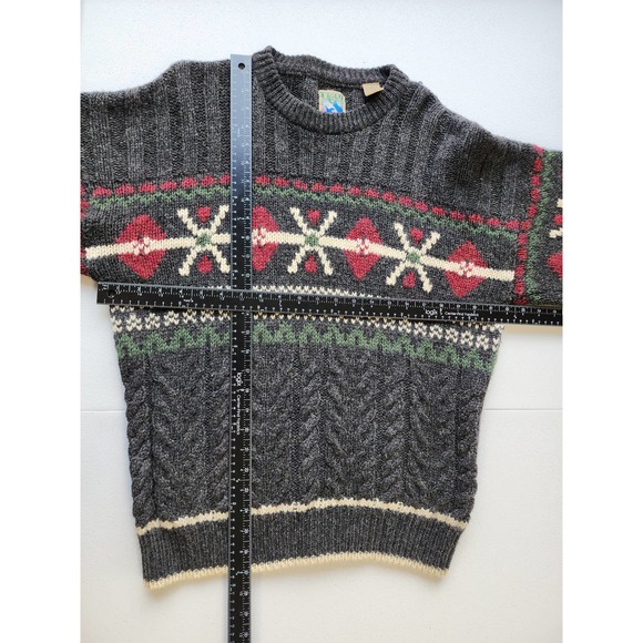 Vintage Chunky Wool Knit Gray Grandpa Sweater Size Medium - Picture 4 of 8